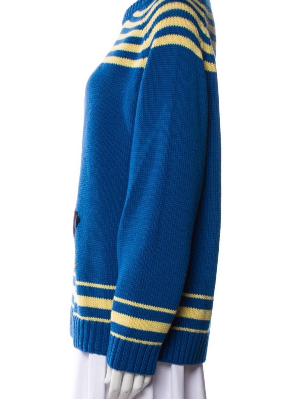 BODE Blue Striped Crewneck Sweater with Horse & Rider Knit Motif - Picture 2 of 3